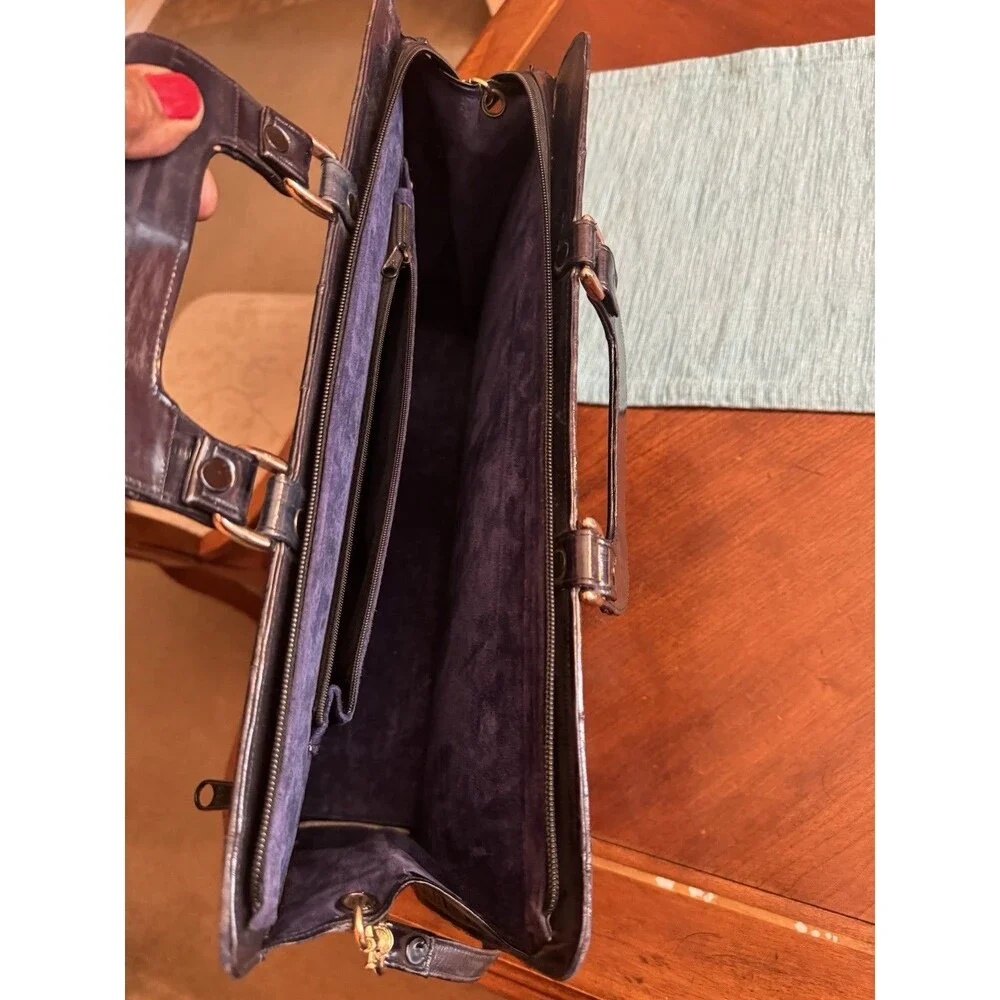 Briefcase Laptop Messenger Bag Vintage Attache Case Eel Skin Grey
